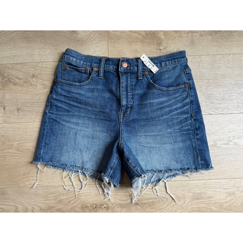 Madewell High-Rise Denim Shorts Raw Hem Medium Wash Size 28 NEW